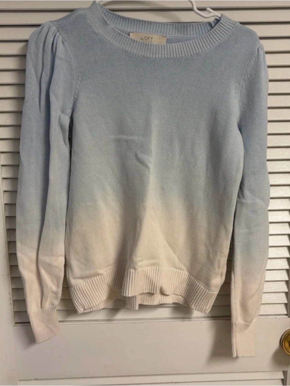 LOFT Ombre Light Blue to Cream Crewneck Sweater